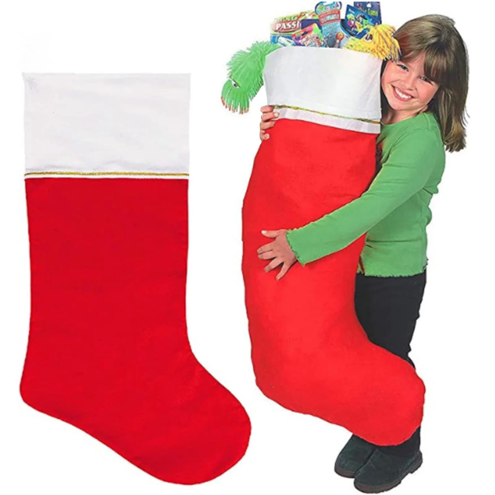 36.2 Inch White Plush Christmas Stocking