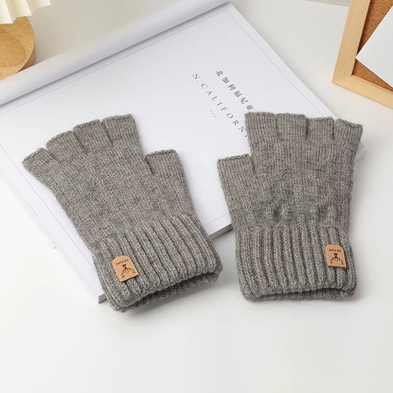 Alpaca Wool Half-Finger Gloves