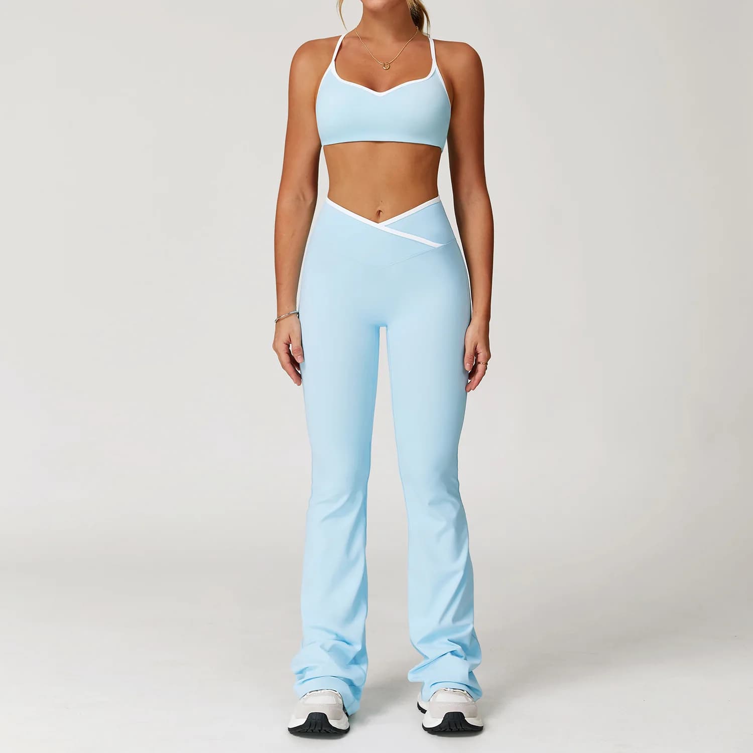 Yoga Set 2 Pieces Workout Clothes Women's Tracksuit Sportswear Gym Clothing High Waist Bell-bottoms Sexy Fitness Bta Sports Suit