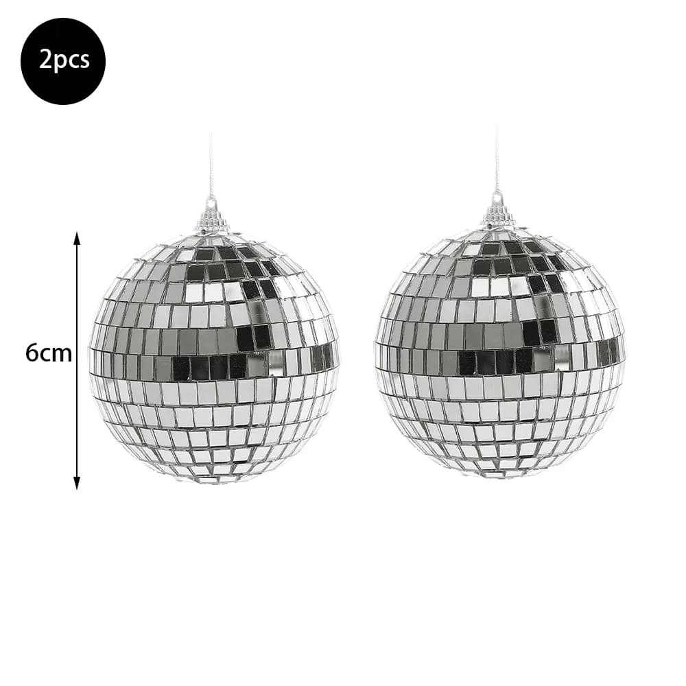 Mirrored Disco Ball Glass Ornaments with String