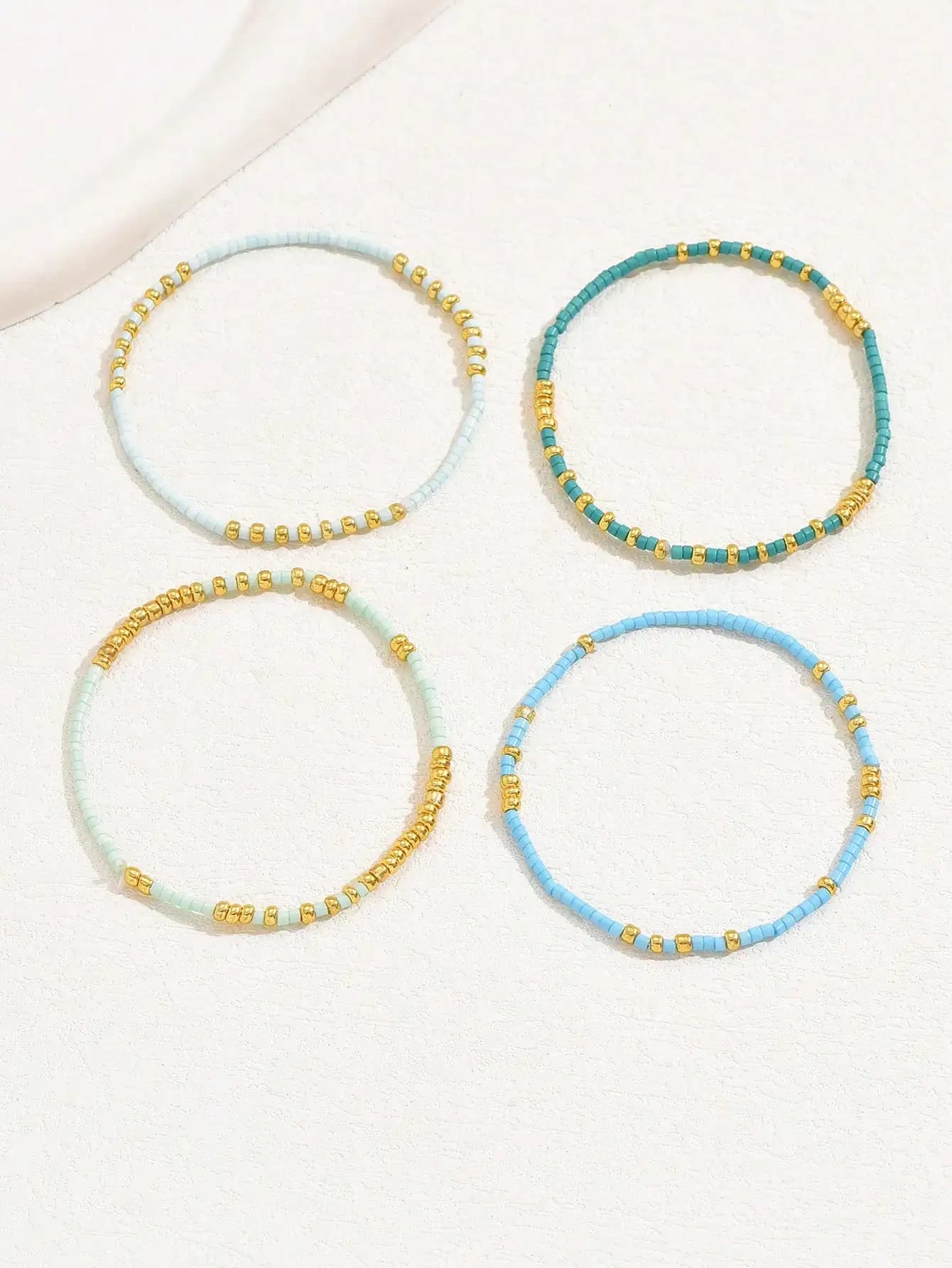 Turquoise Seedbead Stretch Bracelet Set