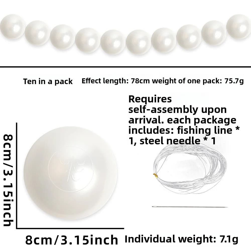Wedding Backdrop Wall Decor - Faux Large Pearl - DIY Beaded Garland White Ball Pendant & Figurine