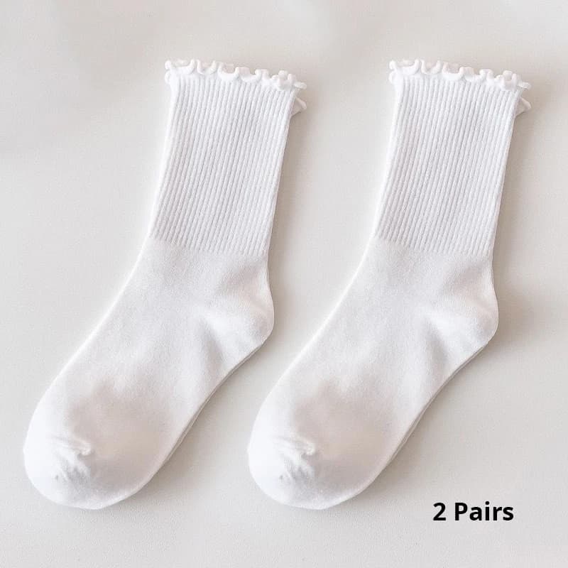 Women's Cotton Ruffle Mid-Calf Socks