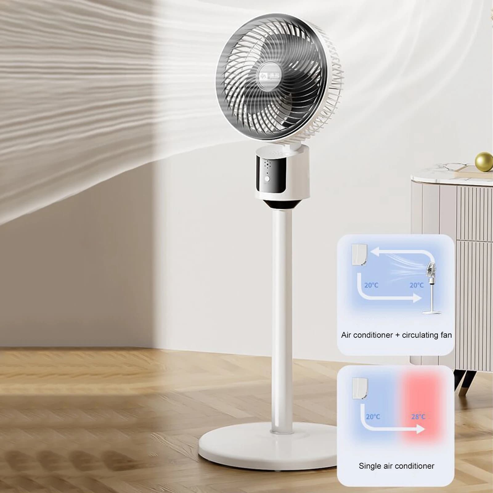 Quiet USB Standing Fan with 3-Speed Airflow