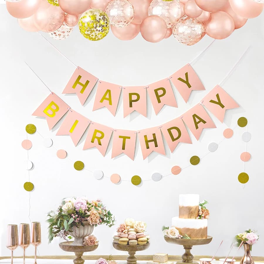 Pink Girl Birthday Party Decoration Set