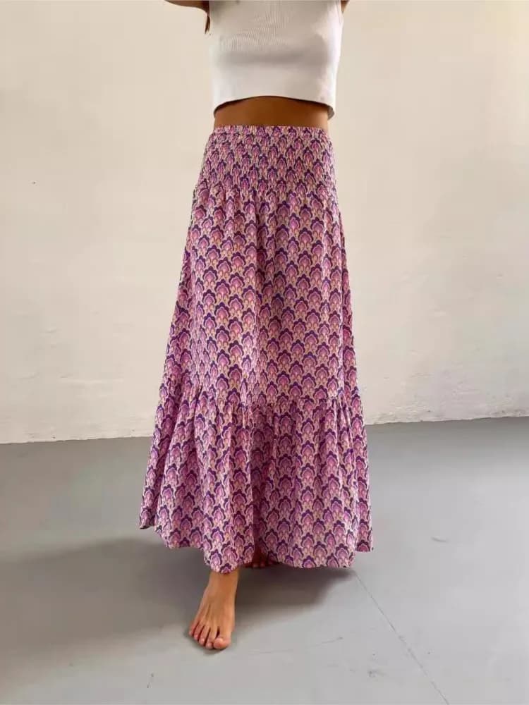 Women's Boho Floral Maxi Skirt