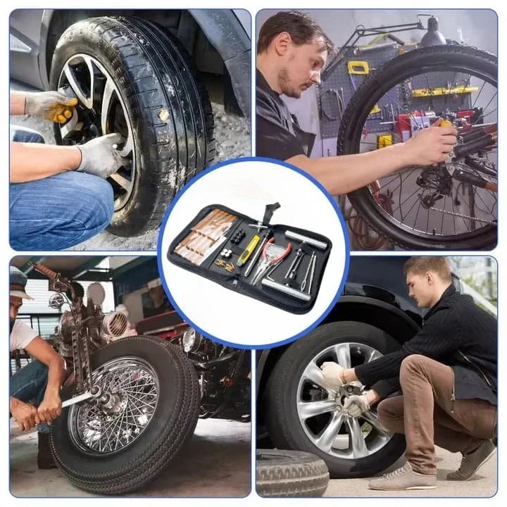Tire Repair Kit with Tools and Strips