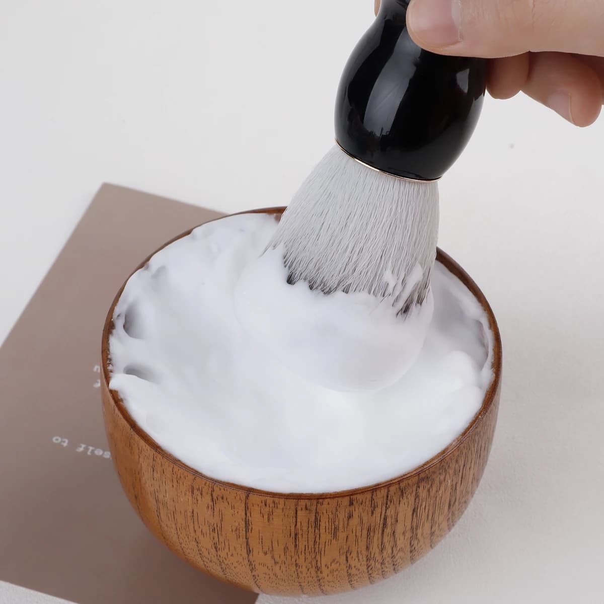 Beard Shaving Brush with Wooden Handle