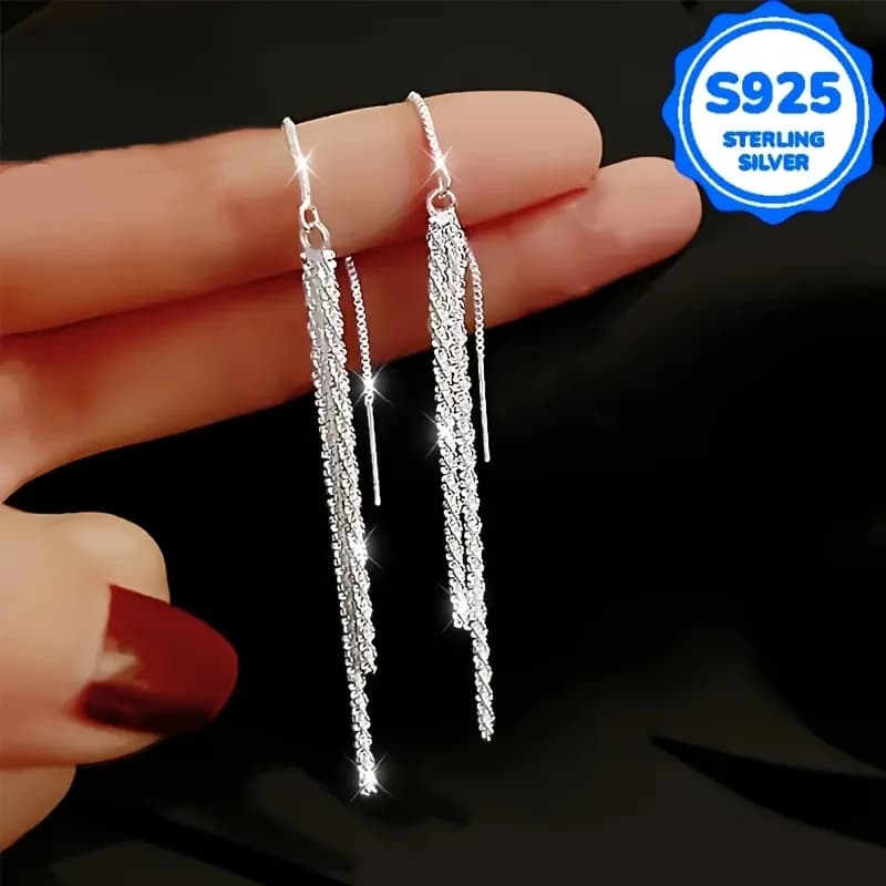 Retro Bohemian Hanging Earrings S925 Silver