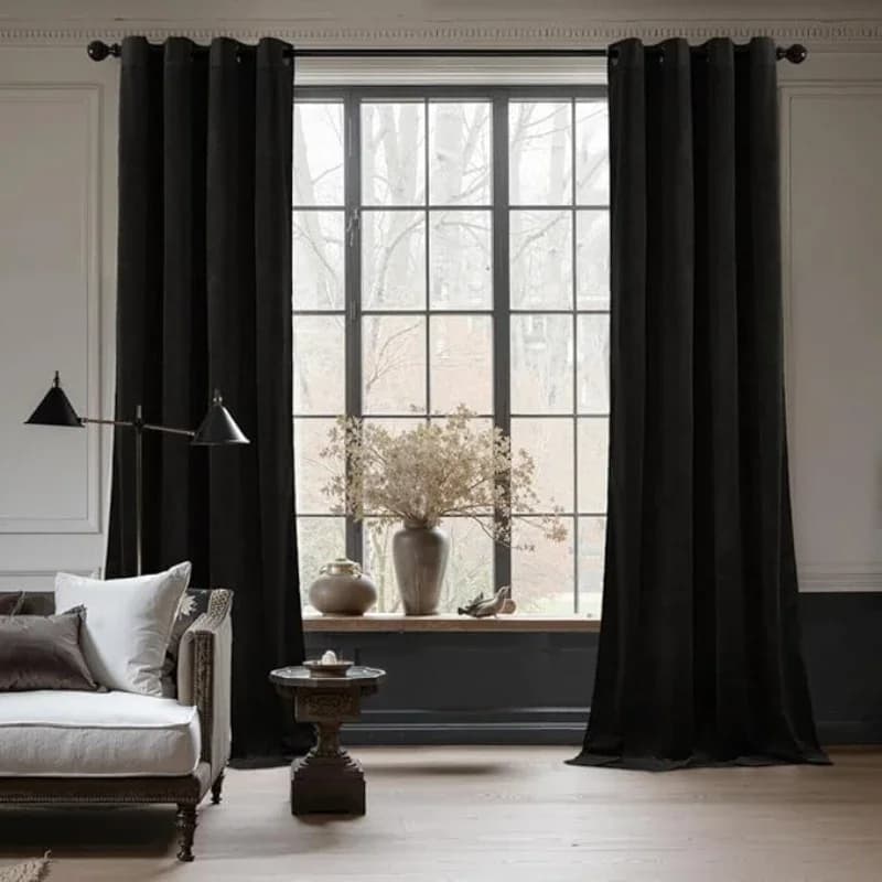 Black Half Blackout Curtain Panels