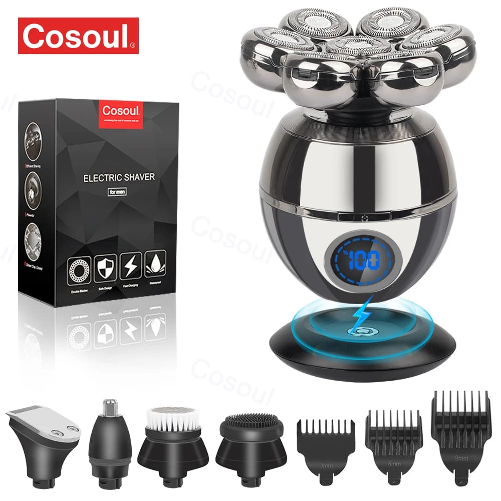 7-Head Electric Shaver and Hair Clipper for Men