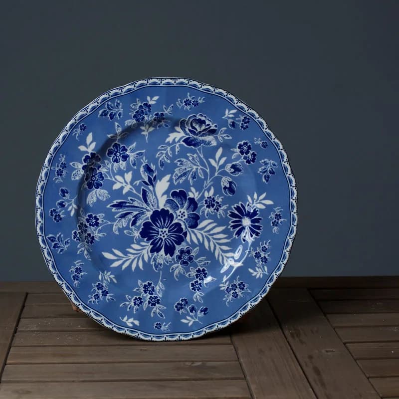 Blue and White Ceramic Dinner Plate Set