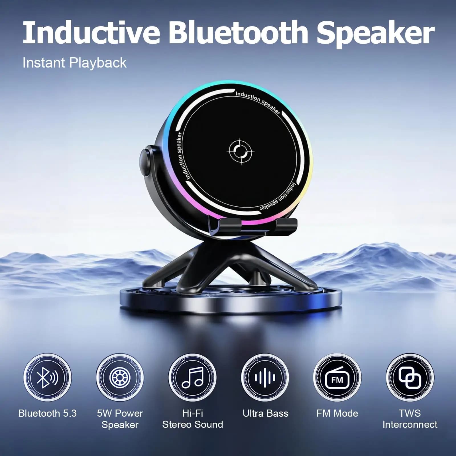 Wireless Inductive Bluetooth Speaker with Phone Stand