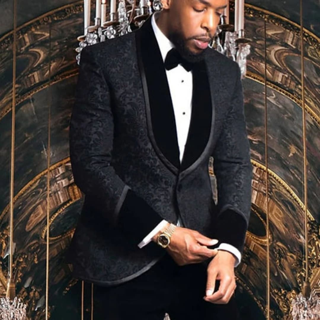 Jacquard Shawl Lapel Formal Blazer