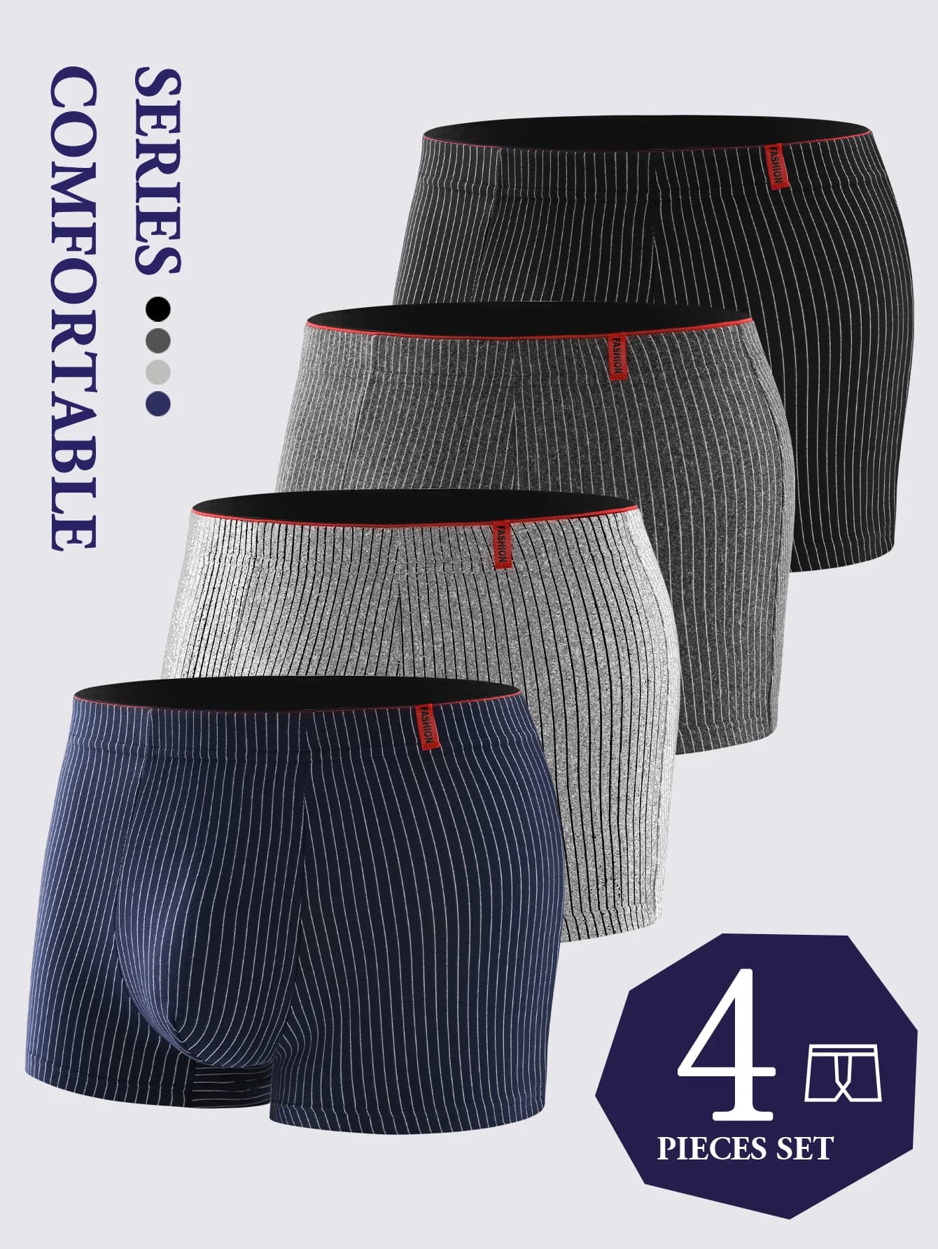 Men's Striped Boxer Briefs Pack of Four
