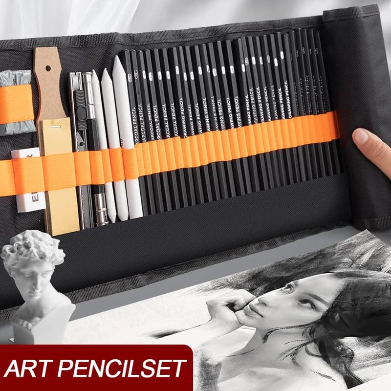 Sketch Pencil Set with Canvas Bag and Eraser