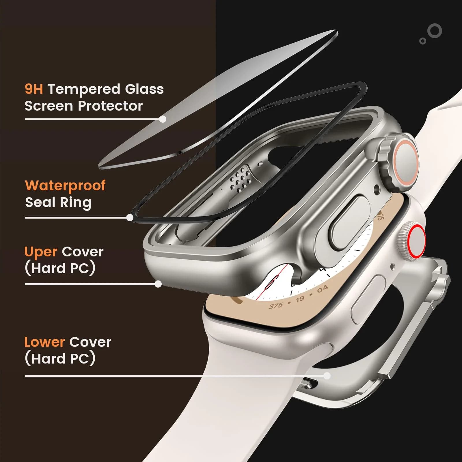 Tempered Glass+Cover For Apple Watch case 46mm 42mm 45mm 44mm 41mm 40mm Screen bumper Protector for iwatch serie 10 9 8 7 6 SE 5