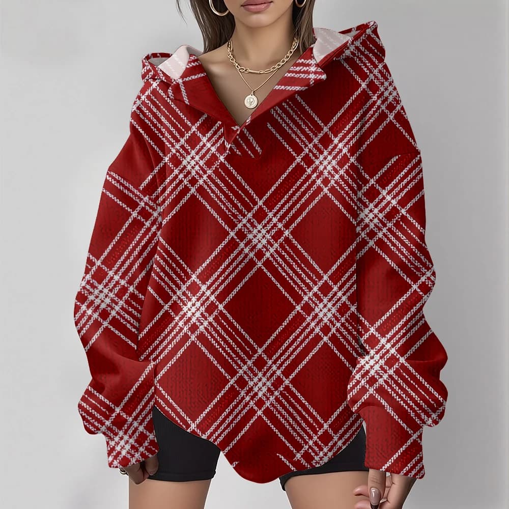 Casual Oversized Snowflake Pullover Hoodie