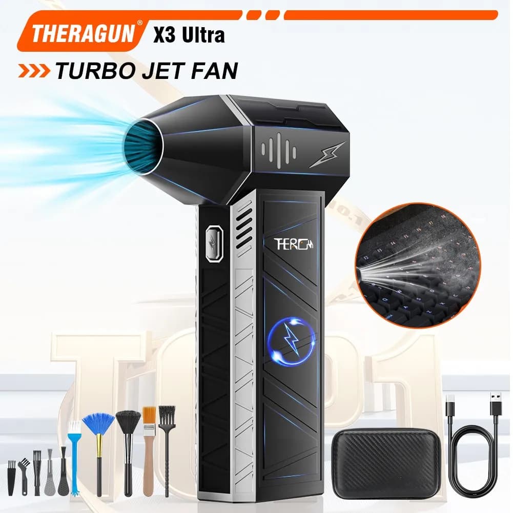 Updated X3Ultra Turbo Fan Jet, Mini Handheld 180000RPM Powerful Compressed Air Duster for Car Dryer/PC/Home Cleaning