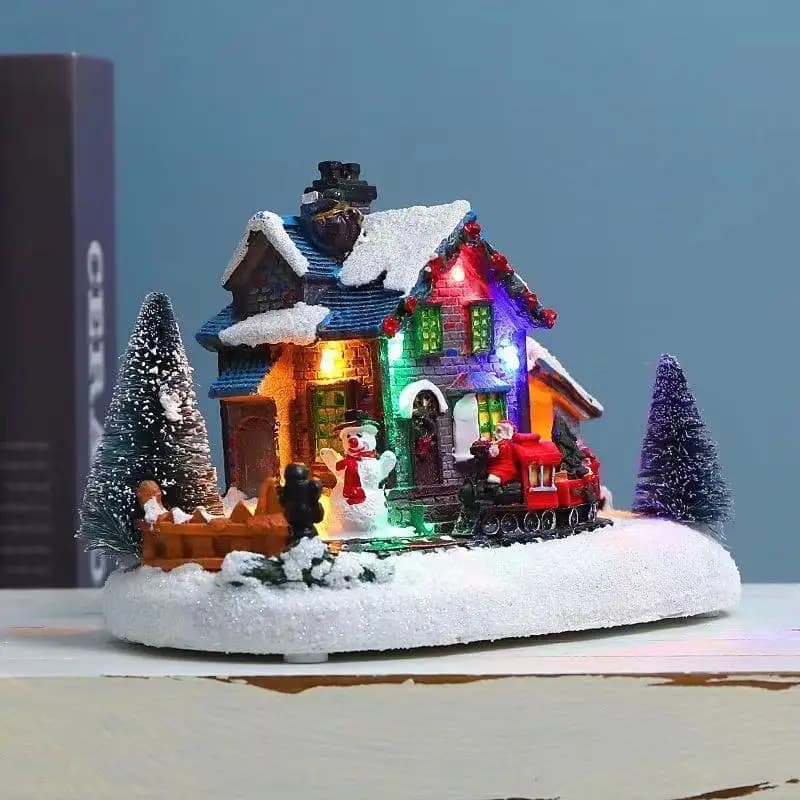 Christmas Decoration Santa Climbing Stairs Scene Music Box New Year Home Decoration Xmas Decor Gift for Kid