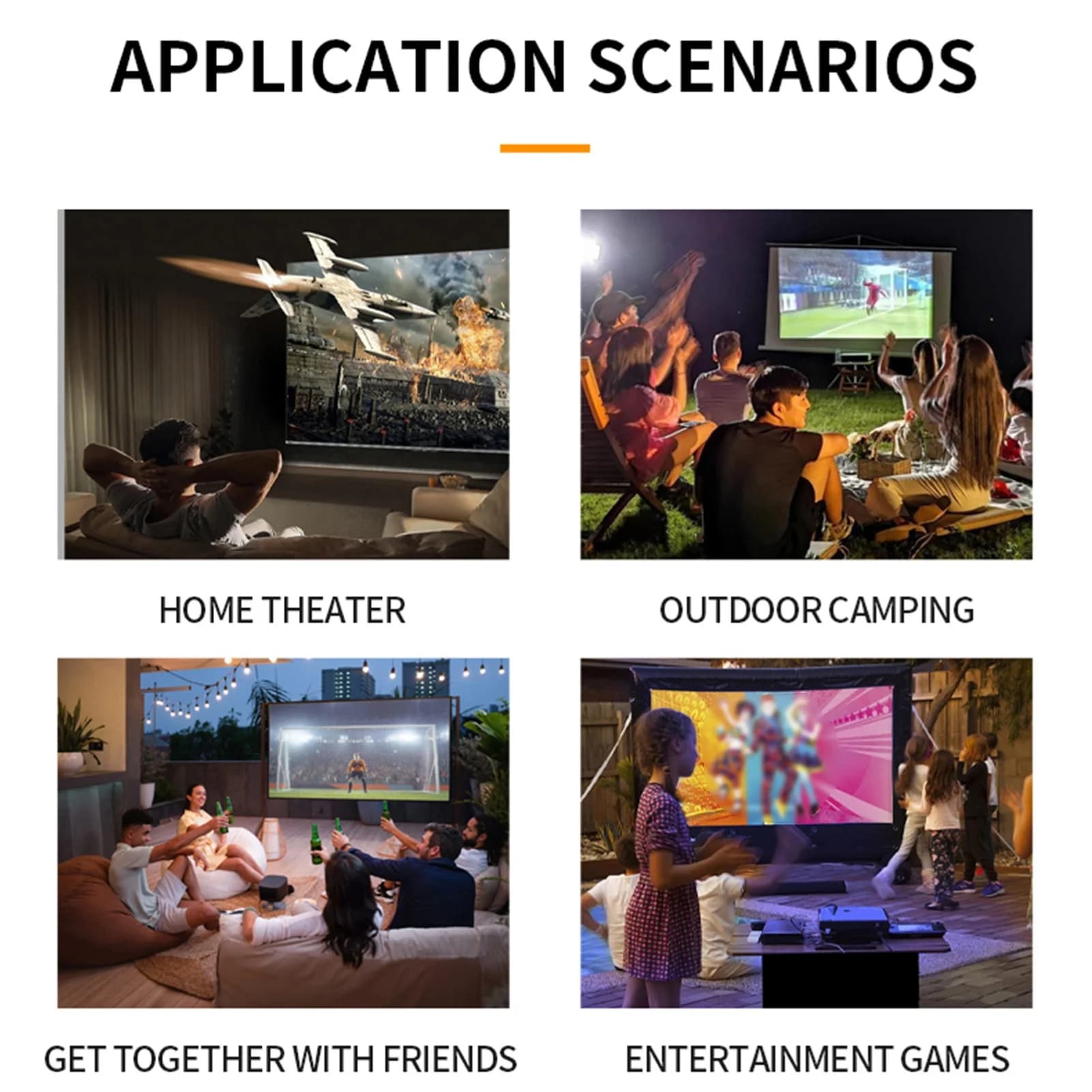 Portable 1080P LED Projector 100in Screen