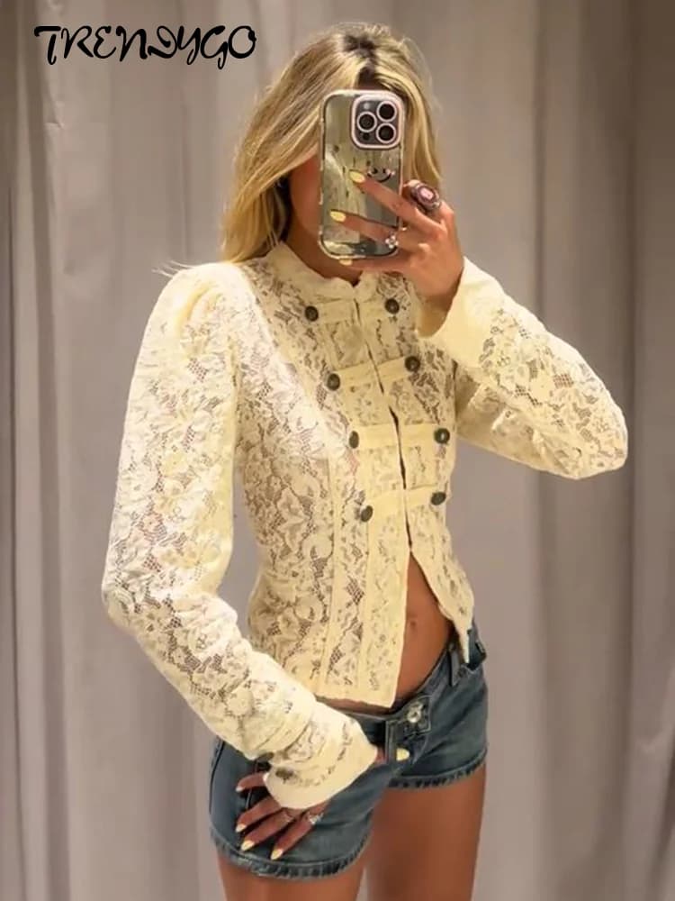 Women's Stand Collar Puff Sleeve Coat