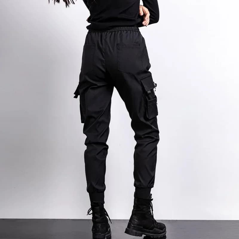 Black Elastic Ankle Sports Pants for Women