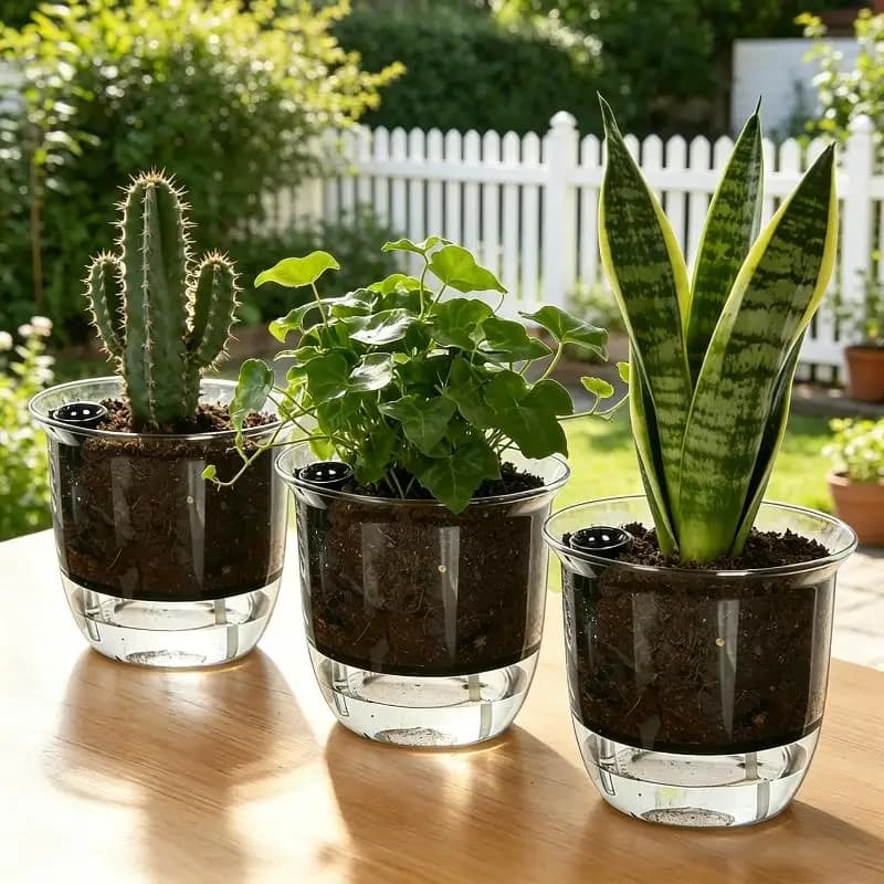 Self-Watering Indoor Plant Pot with Reservoir
