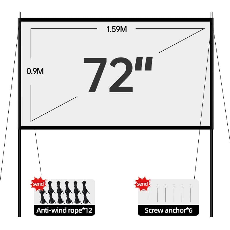 Portable Outdoor Movie Projector Screen with Stand