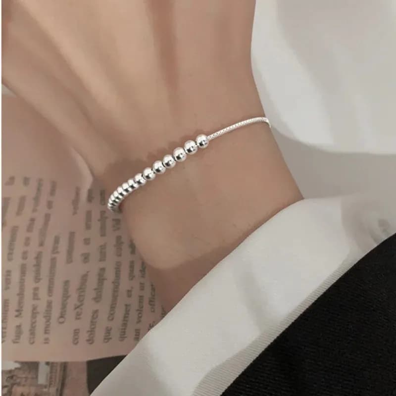 Sterling Silver Adjustable Beaded Bracelet