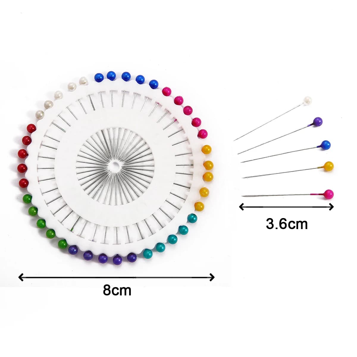 Colored Round Bead Sewing Pins Set