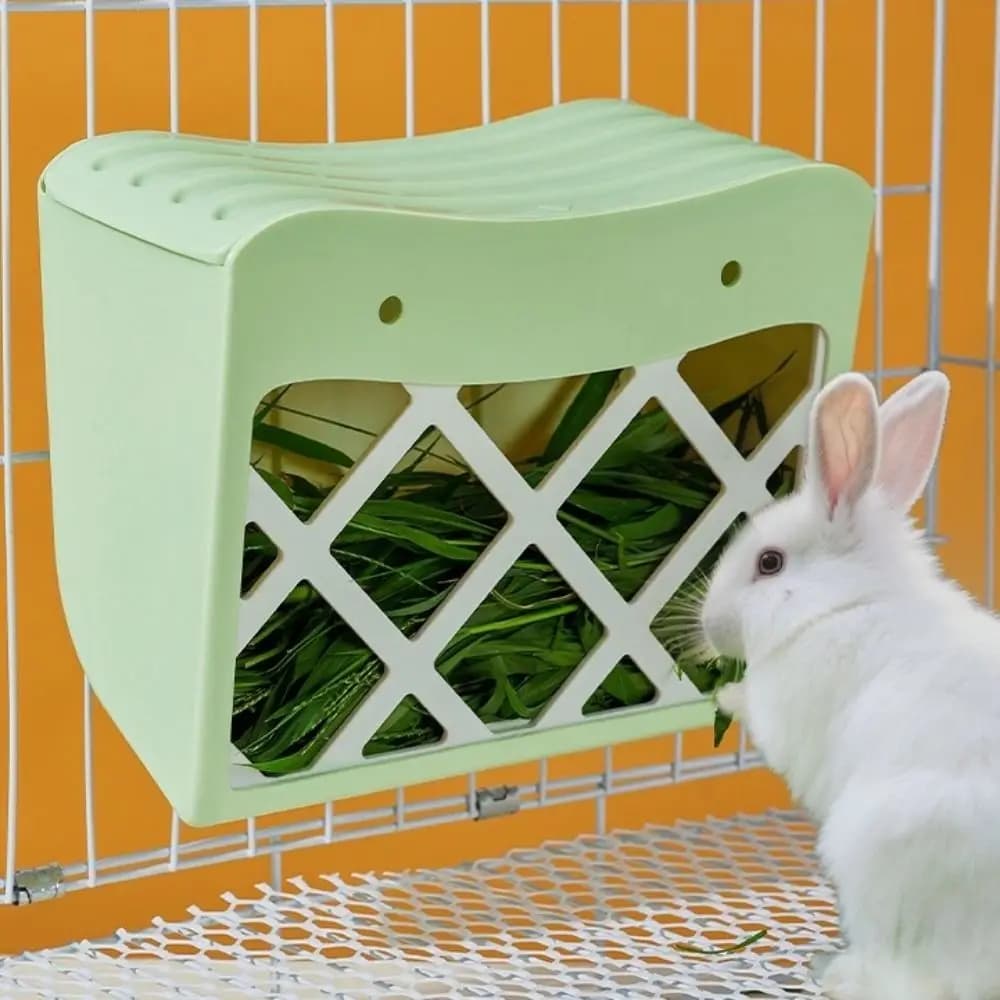 Hanging Rabbit Hay Feeder with Lid