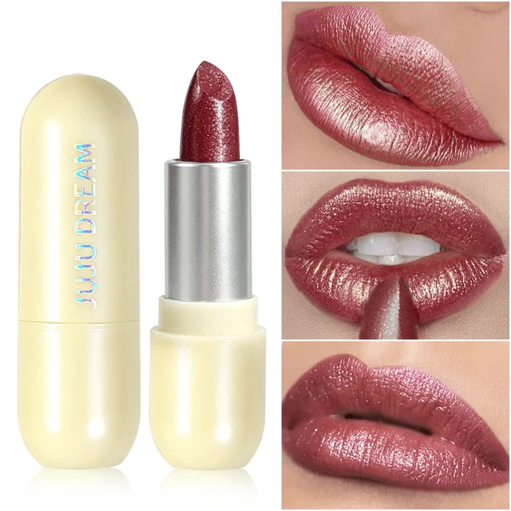 Metallic Burgundy Glitter Lipstick