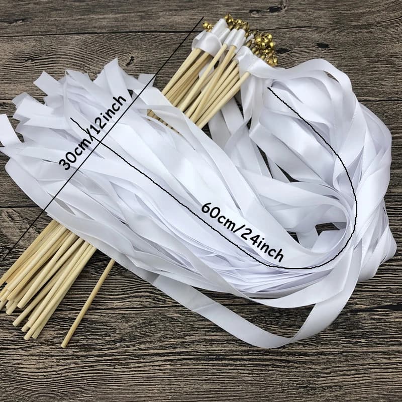 White Ribbon Magic Wands with Bells