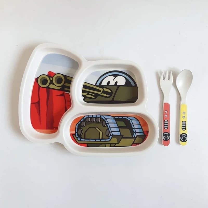 Kids Divided Plate Set With Fork and Spoon