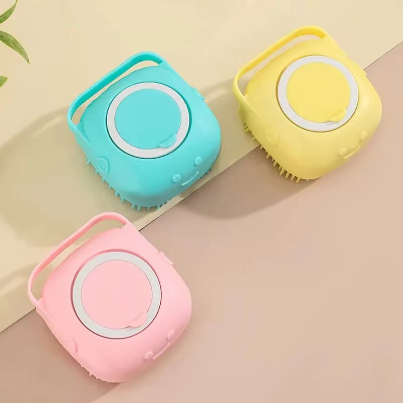 Pet Dog Shampoo Brush 2.7oz 80ml Cat Massage Comb Grooming Scrubber for Bathing Short Hair Soft Silicone Rubber