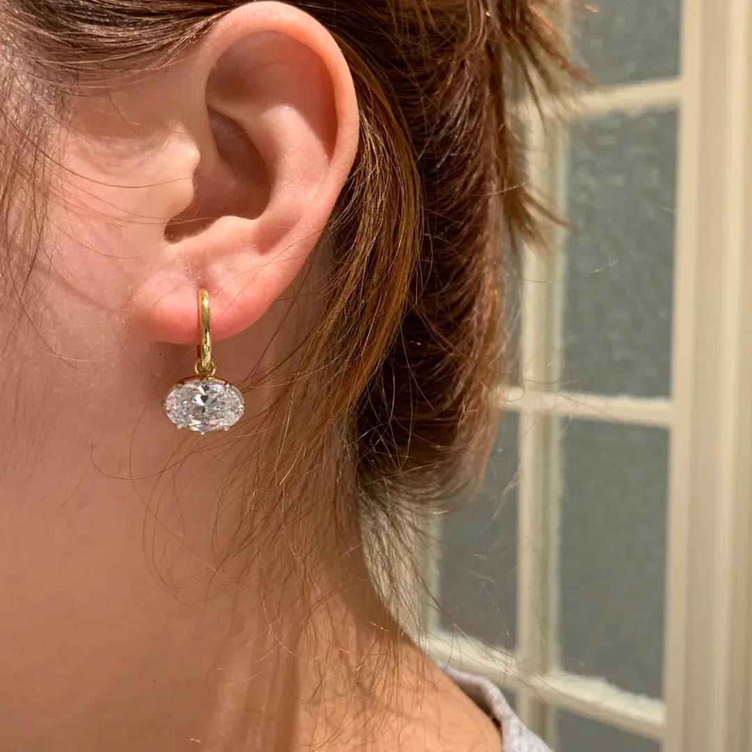 Oval Diamond Drape Pendant Earrings