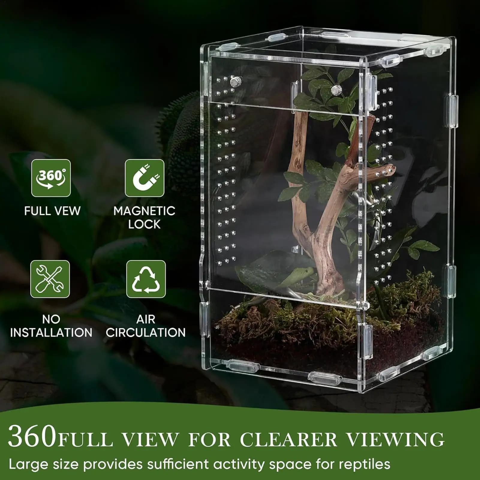 Acrylic Reptile Terrarium Habitat Enclosure