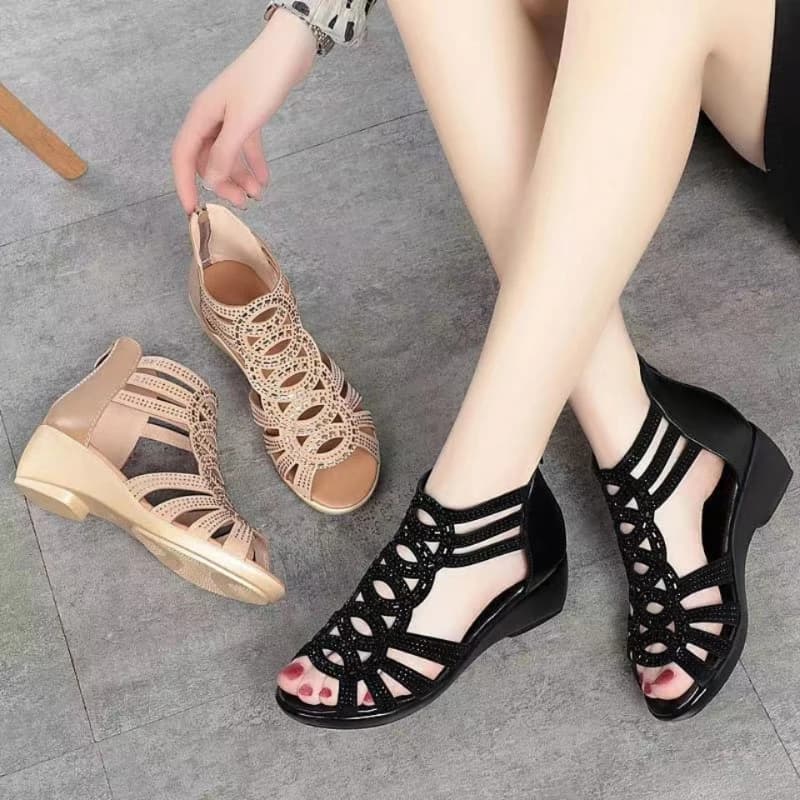 Women's Roman Sandals with Diamond Accents