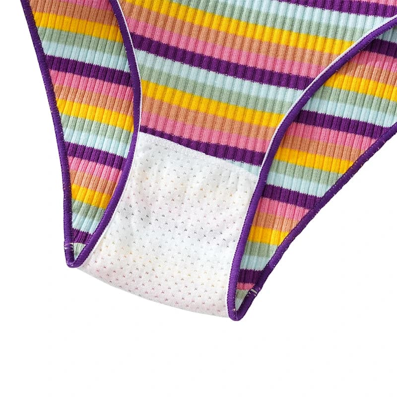 Colorful Striped Cotton Low-Waist Briefs