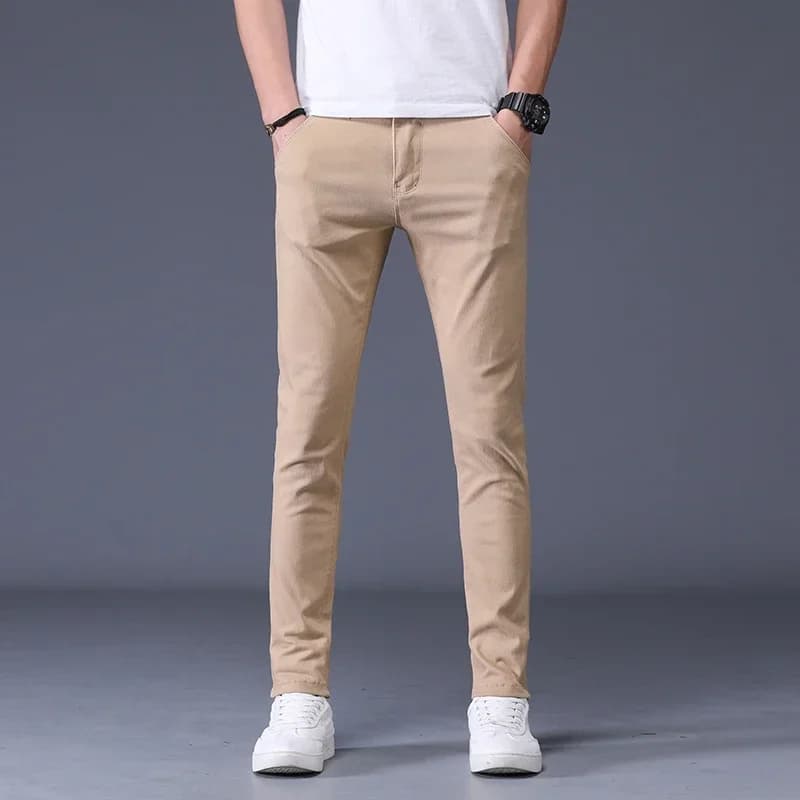 Men's Slim Fit Khaki Casual Trousers