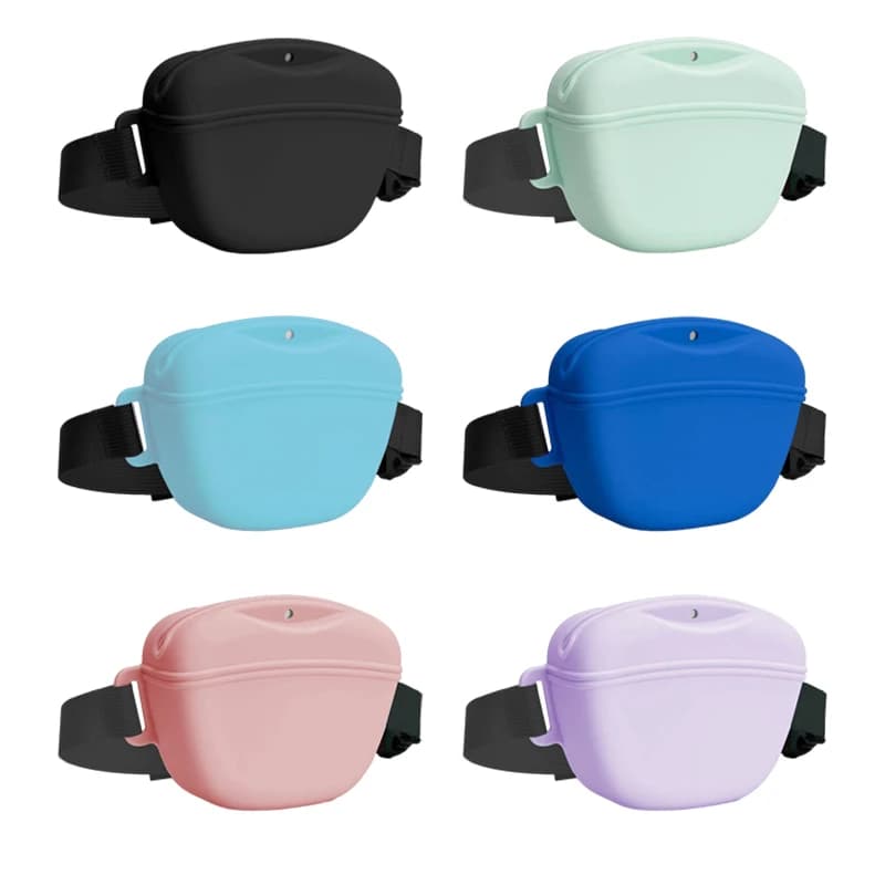 Pet Supplies Silicone Dogs Treat Bag Pet Portable Dog Training Waist Bag Outdoor Feeder Puppy Snack Reward Storage Bag with Belt
