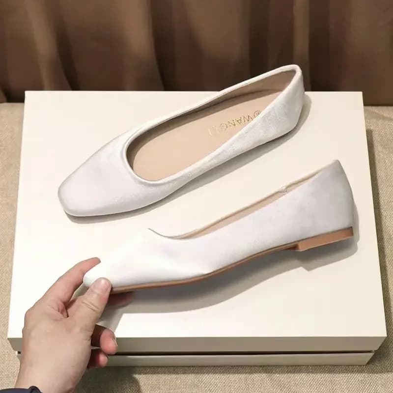 Women's Low Heel Square Toe Office Flats