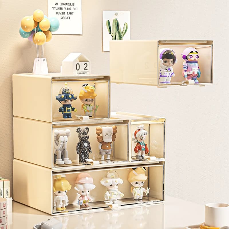 Storage Box with Drawers – Desktop Organizer, Display Case for Collectibles, Office Storage ContainerCustomizable Combination