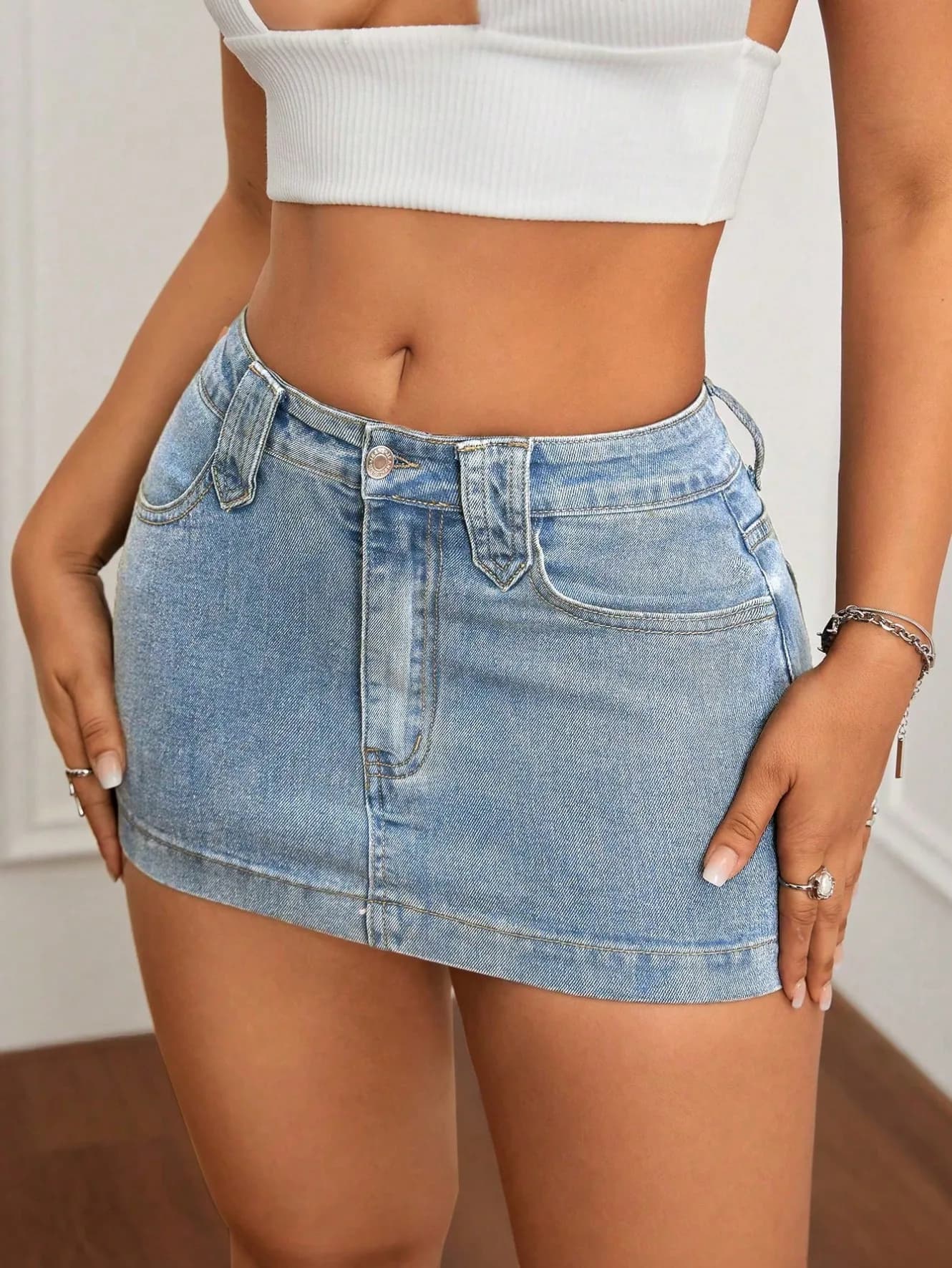High Waist Bodycon Denim Mini Skirt