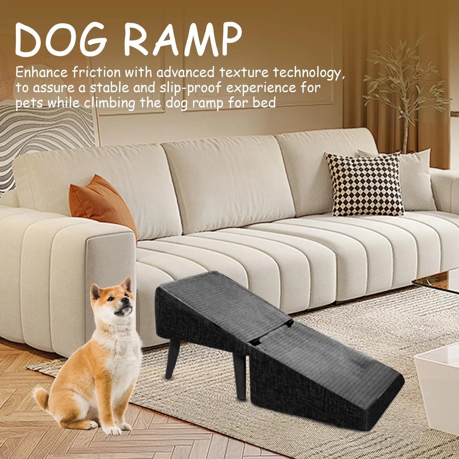 Foldable Pet Ramp for Bed and Vehicle