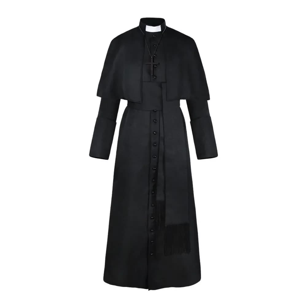 Halloween Costume Men Women Medieval Outfit Hooded Monk Costume Renaissance Priest Uniforms Robe Cosplay Witch Wizard Cloak Cape