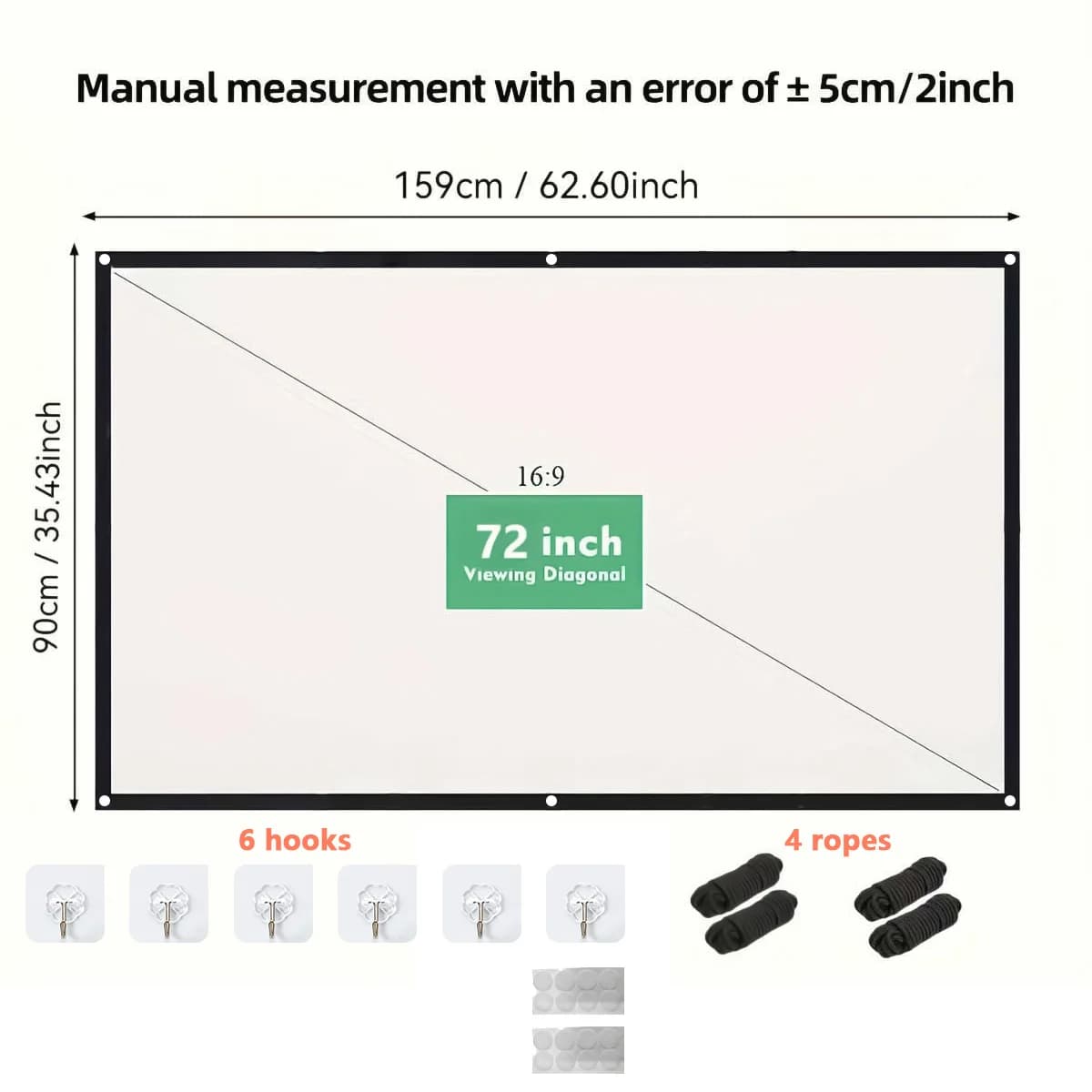 Portable Foldable Projector Screen 72-150 Inch