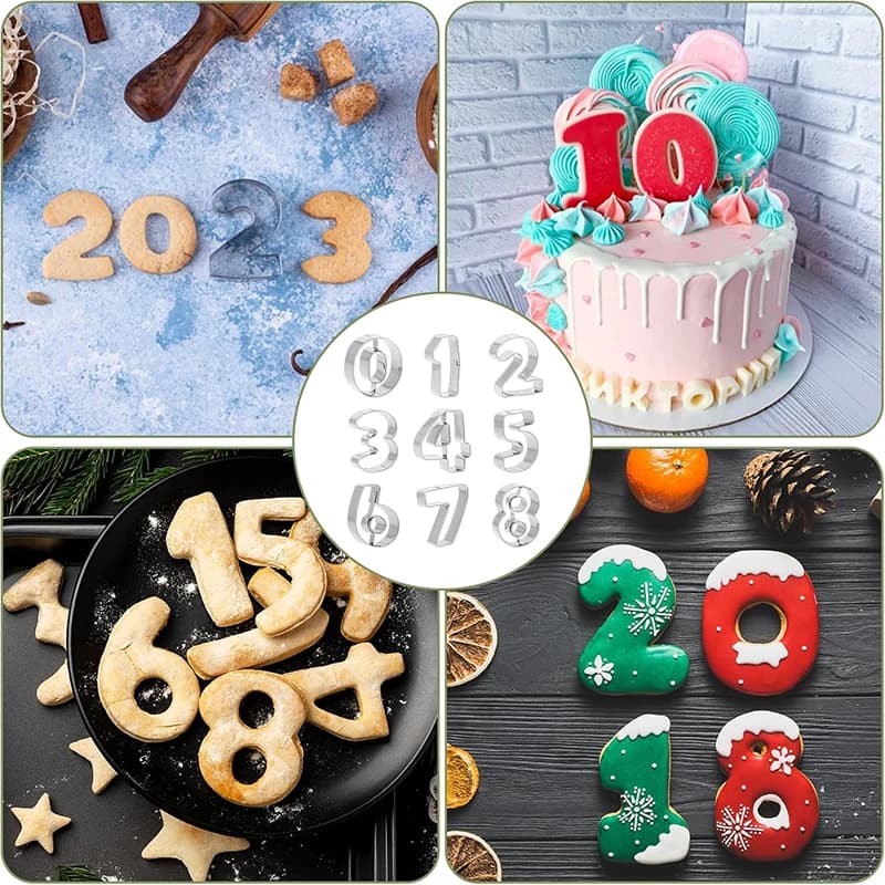 Number Cookie Cutters Set Stainless Steel