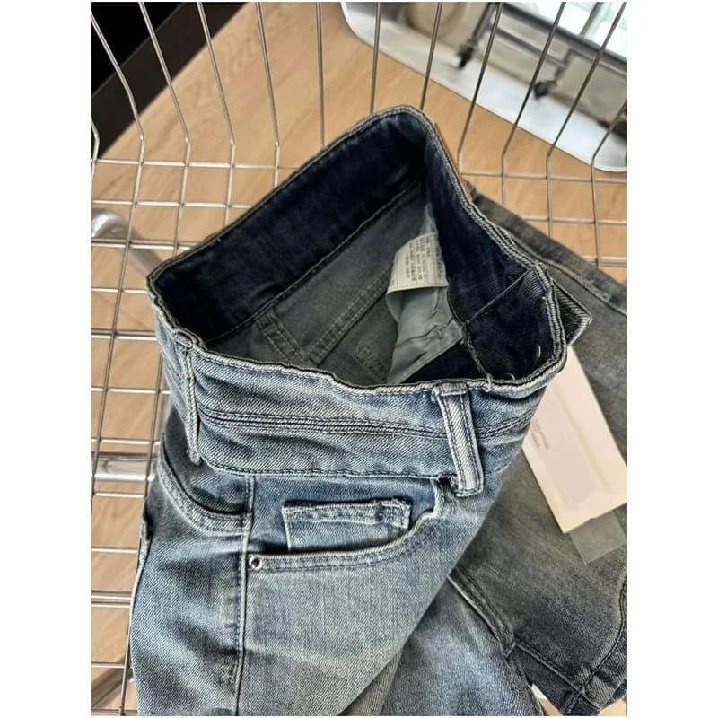 High Waist Stretch Denim Shorts